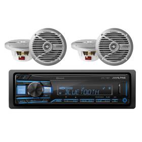 Sps-m601 Alpine 810134616882 Ute-73bt Bluetooth Receiver And 2 Marine Speaker