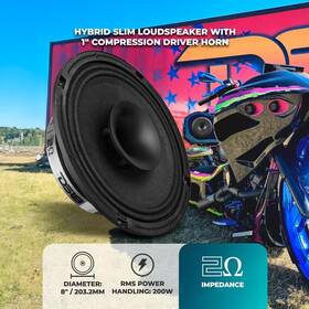 Ds18 810097266315 8 Inch Hybrid Slim Loudspeaker 1 Compression Driver Horn Speaker Pro-hy8.2msl