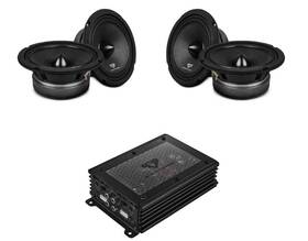 Dia-k4s Ds18 Dia-m6.4b.4pk Midrange Speakers With Bullet And Amplifier - Black Diamond Bundle