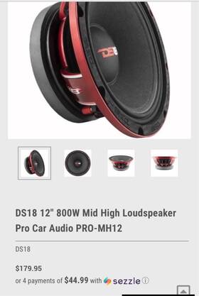 Mh-12.4 Ds18 Mh-12 1 Pair - 12 Inch Pro Mid/high Audio Loudspeakers. 4ohm 800 Watts