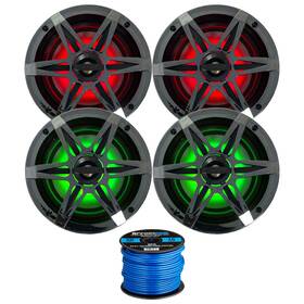 2em265rgb-2emg65c Enrock Marine 2 Pairs Qty 4 Of 6.5 Inch 4-ohm 120 Watt Peak Power Waterproof 2-way Coaxial Sp