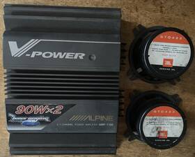 Mrp-t130 Jbl Alpine 90w X2 V-power Amplifier Gt0422 4 Inch Speakers Bundle