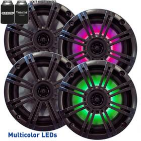 441bkm614lc Kicker 6.5 Inch Charcoal Led Marine Speakers 2 Pairs Of Oem Replacement