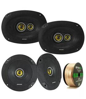 46csc654-46csc6934-eb14g50ft Kicker Enrock 6x9 Inch 450w 3way Speakers 6.5 300w 14 Gauge 50 Ft Speaker Wire