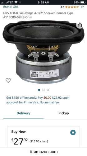 4fr-8 Pioneer Gsr Full Range 4 1/2 Inch Speaker Type