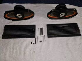 S-41200 Sparkomatic S41200 2 Coaxial 4x10 Oval Car Speakers With Grilles. 6 Ohm