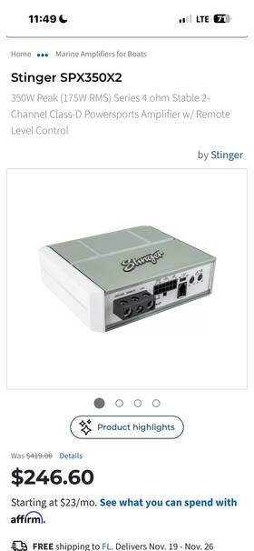 82628442870127 Stinger 350w 2-channel Class D Amplifier