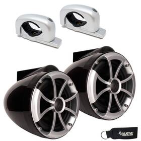 Icon8b-fc-sa Wet Sounds Icon8 8 Inch Fixed Silver Clamp Towers - Black Pair Used Acceptable