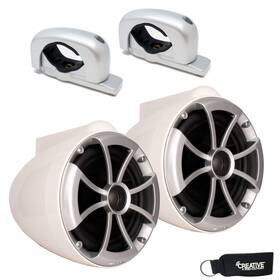 Icon8w-fc-sa Wet Sounds Icon8 8 Inch Fixed Silver Clamp Towers - White Pair Used Very Good