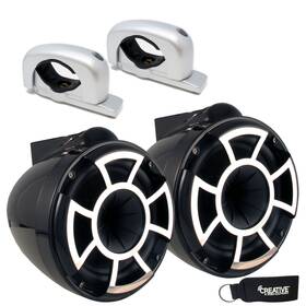 Rev8b-fc-sa Wet Sounds Rev8 8 Inch Fixed Silver Clamp Towers - Black Pair Used Acceptable