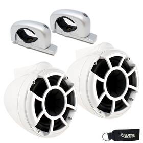 Rev8w-fc-sa Wet Sounds Rev8 8 Inch Fixed Silver Clamp Towers - White Pair Used Very Good