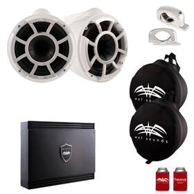 Wsbdl200113-01 Wet Sounds White Rev 10 Fixed Clamp Tower Speakers With Sdx2 And Speaker Covers