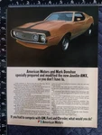 Vintage 1970 Amc American Motors Javelin Amx Mark Donohue Magazine Ad -1. Fixed Price $5.99.