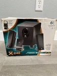 Logitech X-240 2.1 Speaker System With Subwoofer Satellites W/ Box Tested, Works. Fixed Price $33.95.