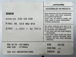 2000 Bmw 528I Oem Factory Radio Cassette Player Alpine 65126902814 97 98 99. Fixed Price $100.09.