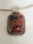 Vintage Mahogany Obsidian Pendant 17-GRAM 16" Omega Necklace 925 Sterling Silver. Fixed Price $62.95.