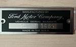 Ford Serial Number Data Plate Model A/b Tag Car Truck Stamped W/ Information. Fixed Price $33.00.
