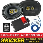 Kicker CSC6934 6X9" Car Audio Speakers PACKAGE+DS18 2CH Amplifier Rca Cable. Fixed Price $269.98.