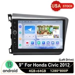 For Honda Civic 2012 (left Drive) 9" Android 13 Stereo Gps Navi Carplay 64GB. Fixed Price $391.50.