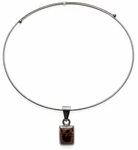 Sterling Silver Omega Choker 925 Mexico Mahogany Obsidian Stone Pendant 10G. Fixed Price $79.99.