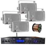 Home Amplified Bluetooth MP3 Receiver, 4X 3.5'' Silver Speaker, 16-G 50 Ft Wire. Fixed Price $166.49.
