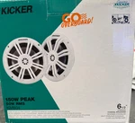 Kicker 49KM604W 6.5" 50W Coaxial Marine Speakers - White, Set Of 2. Fixed Price $160.00.