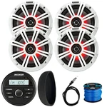 Kicker Marine Audio Receiver, Cover, 4X 6.5" 195W Speaker, Grille, Antenna, Wire. Fixed Price $499.95.