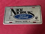 Nick Nichols Ford License Plate Crystal River Florida Lincoln Mercury. Fixed Price $25.00.