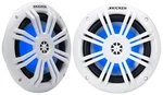 Kicker KM604WL, 6.5" 2-WAY Marine Speakers White W/ Blue Led (49KM604WL). Fixed Price $119.99.