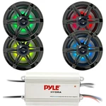 Pyle 4-CHANNEL Bluetooth Amplifier, 4X 6.5'' 120 Watt Coaxial Rgb Led Speakers. Fixed Price $222.99.