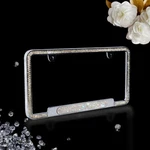 Bling White Crystal License Plate Frame With Oval Ford Amg. Fixed Price $14.49.