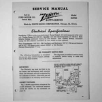 Zenith 1941 Auto Radio Service Manual - 8 Pages Ford 6MF590. Fixed Price $17.95.