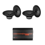 Black Diamond 8" Mid-range Bullet Speakers + DS18 4-CHANNEL Amplifier Bundle. Fixed Price $244.90.