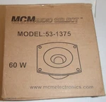 Mcm Audio Select Car Speaker 53-1375 60W Tweeter Soft Dome 1", 97MM X 107MM. Fixed Price $9.99.