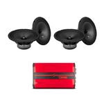 Black Diamond 8" Mid-range Bullet Speakers + DS18 4-CHANNEL Amplifier Bundle. Fixed Price $244.90.