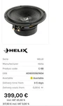 Helix 62C Active Flagship Competition Component Speakers. Fixed Price $400.00.