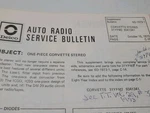 Vintage Delco Service Bulletin 6D-1973-1 One-piece Corvette Stereo Am/fm. Fixed Price $24.95.
