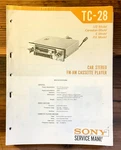 Sony TC-28 Car Stereo Service Manual *original*. Fixed Price $19.97.