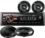 Pioneer 6X9" & 6X5" Four Speakers + Audiotek Car Stereo Bluetooth Receiver. Fixed Price $129.00.