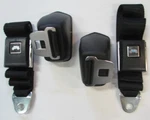 Set For 1964-72 Chevelle And Gm Body Black Seatbelts, Fisher Coach. Fixed Price $385.00.