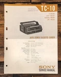 Sony TC-10 Cassette Service Manual *original*. Fixed Price $14.97.