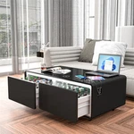 Black Smart Coffee Table With Built-in Fridge,bluetooth Speakers,power Socket. Fixed Price $1559.99.