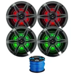 4X Enrock EM265RGB 6.5" 120W Marine Coaxial Led Speakers, Chrome Grilles, Wire. Fixed Price $187.99.