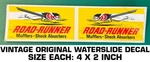 Road-runner Mufflers Shock Vintage Original Waterslide Decal Sticker-racing. Fixed Price $9.45.