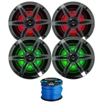 4X Enrock EM265RGB 6.5" 120W Marine Coaxial Led Speakers, Chrome Grilles, Wire. Fixed Price $180.49.