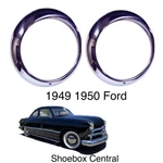 New 1949 1950 Ford Passenger Car Stainless Headlight Trim Ring Bezels Shoebox. Fixed Price $48.50.