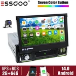 7" Flip Out Radio Stereo Single Din Android 14 Carplay Gps Wifi Bt 64G+AHD. Fixed Price $62.99.