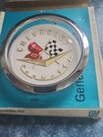 1956 1957 Chevrolet Corvette Vintage Nose Tail Emblem 3.5 Gold Oem And Bezel. Fixed Price $175.00.