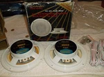 School Pyramid Gold 5-1/4" Waterproof Speakers + Grills!! Mdc 6 Rare Set!!. Fixed Price $20.00.