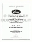 1935 1936 Ford Radio Owners Manual And Installation Book Philco Guide. Fixed Price $21.95.